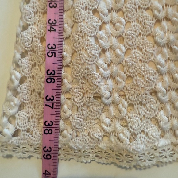 Free People Ivory Crochet Gypsy Boho Scoop Sheath Dress L - Picture 9 of 12